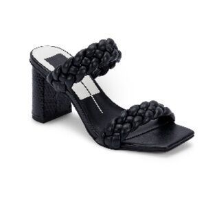 Dolce Vita Black Heeled Sandals with Braided Strap